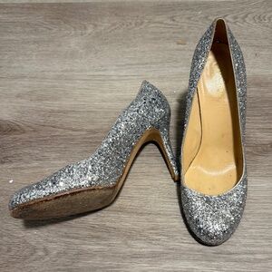 Kate Spade New York Karolina Glitter Pumps, Silver, Size 8